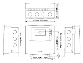 Technical drawing: Steca TR 0502 5 inputs, 2 outputs
