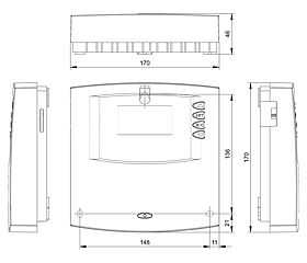 Technical drawing: Steca TF A603 MCK+ / TF A603 KS+ Domestic hot water controllers (cascaded)