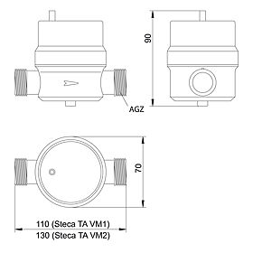 Technical drawing: Steca TA VM1 / TA VM2 Flow meter