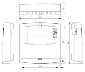 Technical drawing: Steca TR 0603mc+ 6 inputs, 3 outputs