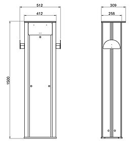 Technical drawing: Steca SVE-822 Parking space supply unit with processor-controlled chargers for lead-acid batteries