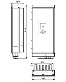 Technical drawing: Stecamat 861 ES Processor-controlled charger / discharger for lead-acid batteries