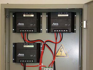 Solar electronics, PV off grid, telekom system, Asia, Iran, connection, Steca solar charge controller,Steca inverter