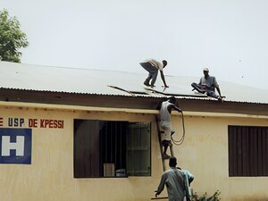 Solar electronics, PV off grid, hospital, roof mounted system, Africa, Togo